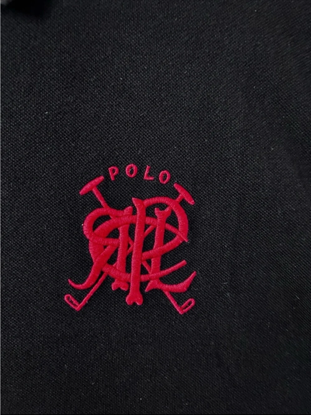 Polo Ralph Lauren Mens 2XL Black Polo Shirt Red Crest Logo Classic Fit